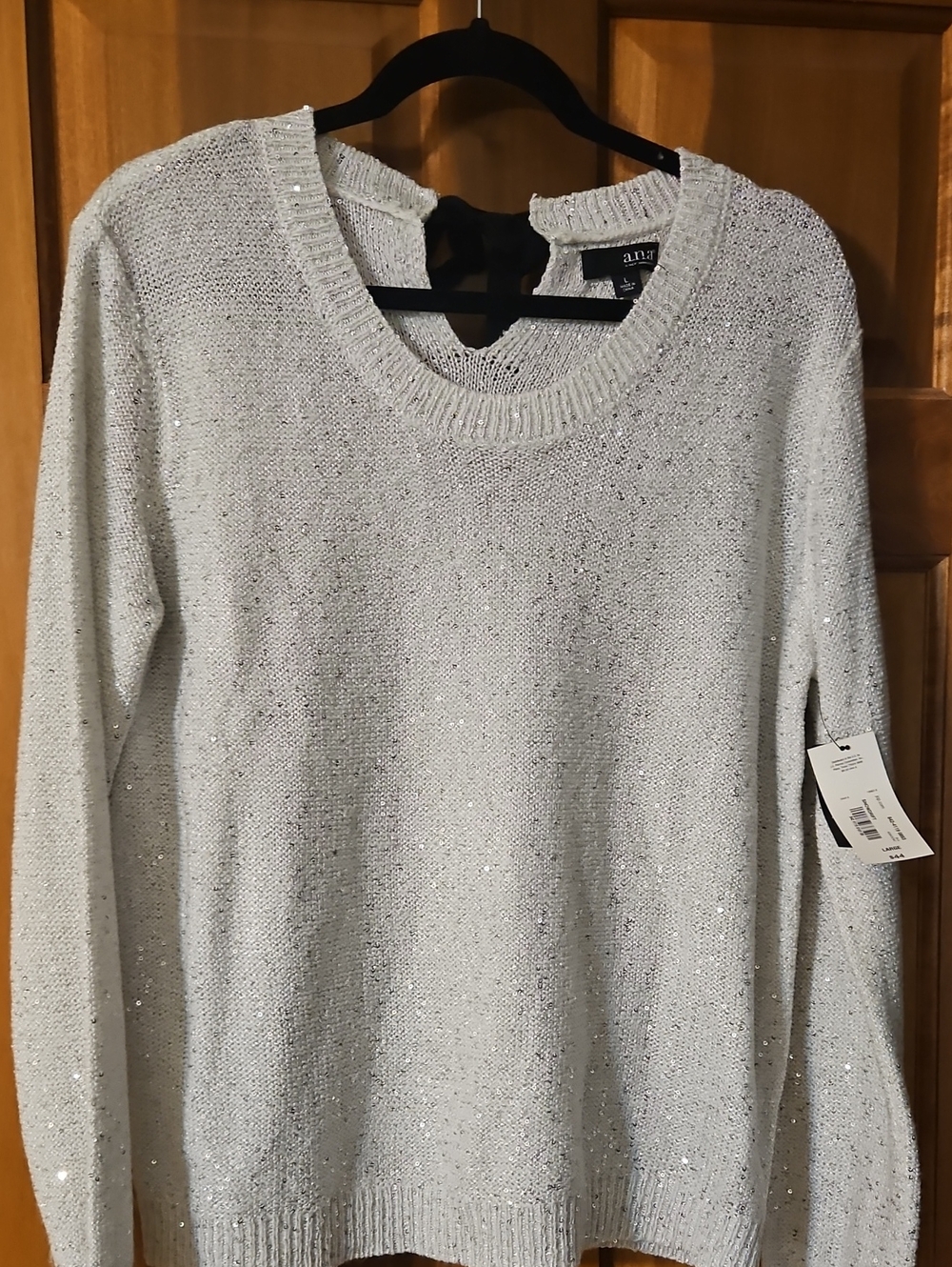 A.N.A Silver Crewneck Sequin Sweater